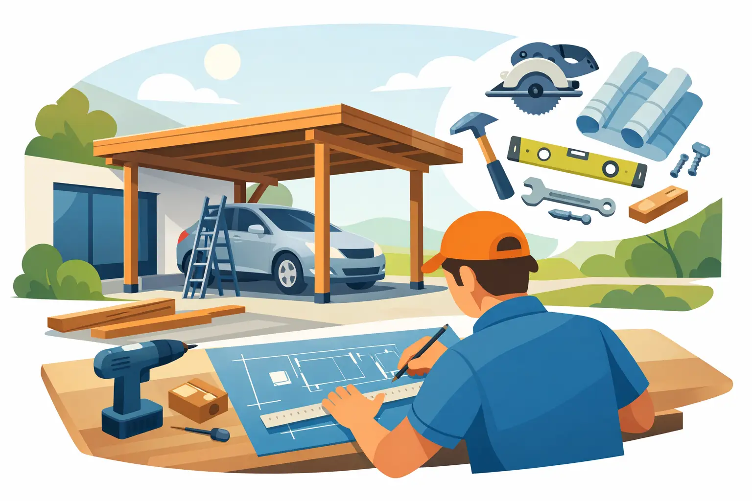 Carport selbst montieren - Anleitung mit Plan